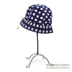 1970's DEADSTOCK MIDWAY POLKA DOTS HAT / NAVY...L