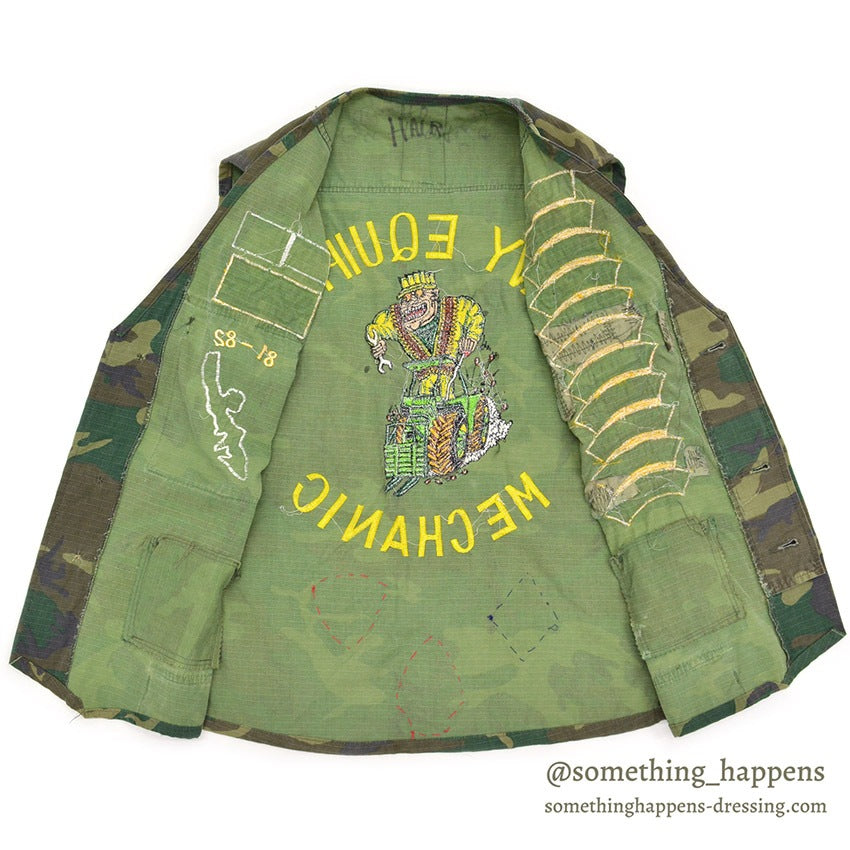 ~1980's USMC OKINAWA EMBROIDERY TOUR VEST / HEAVY EQUIPMENT MECHANIC...