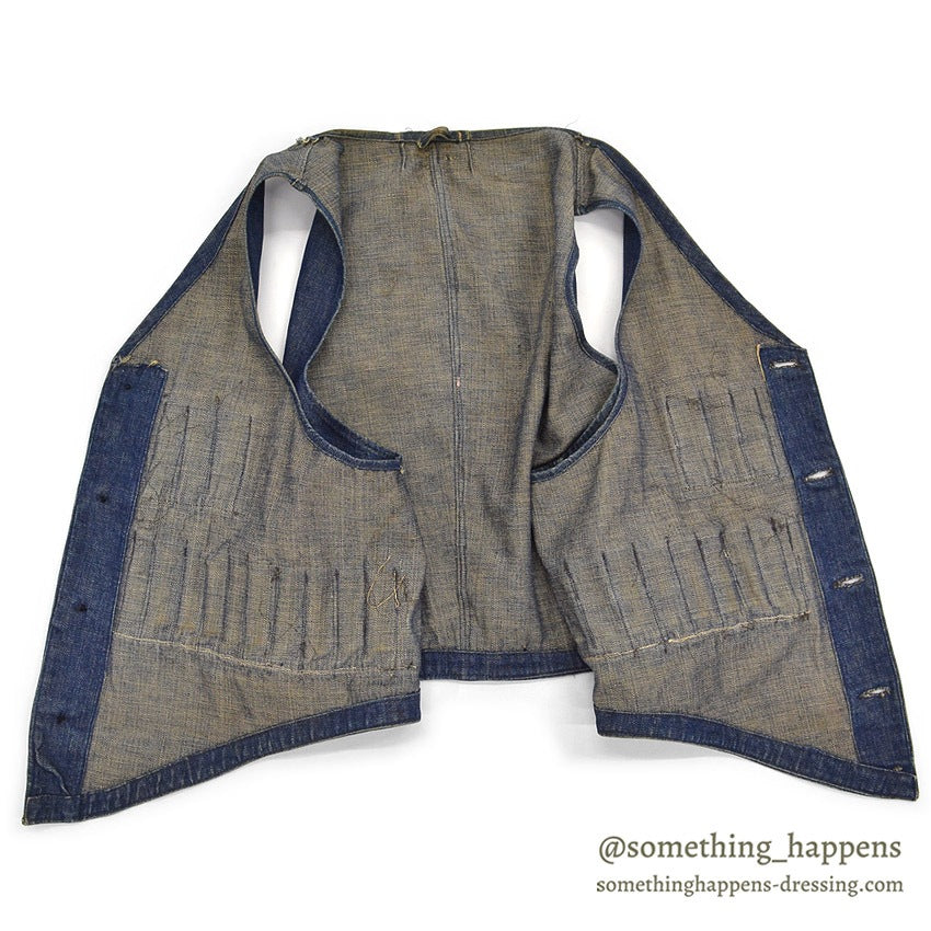 1920's~ DENIM HUNTING VEST / UNUSUAL, EXTREMELY RARE...