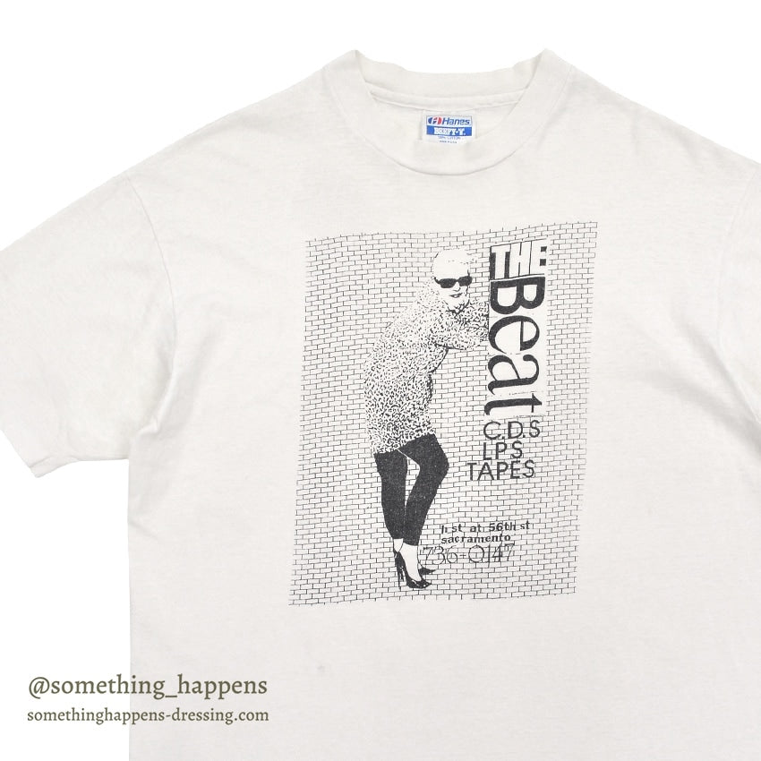 1980's~ HANES THE BEAT SACRAMENTO RECORD SHOP T-SHIRT ... L