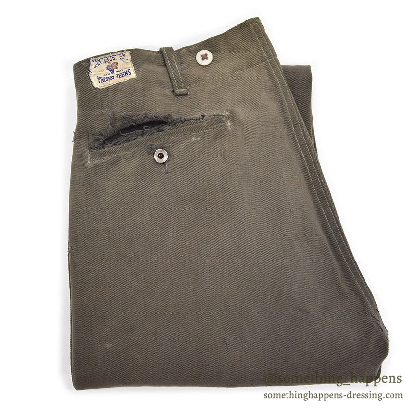 1940's CAN'T BUST'EM WW2 BLACK FRISCO PANTS / CROPPED ... W32