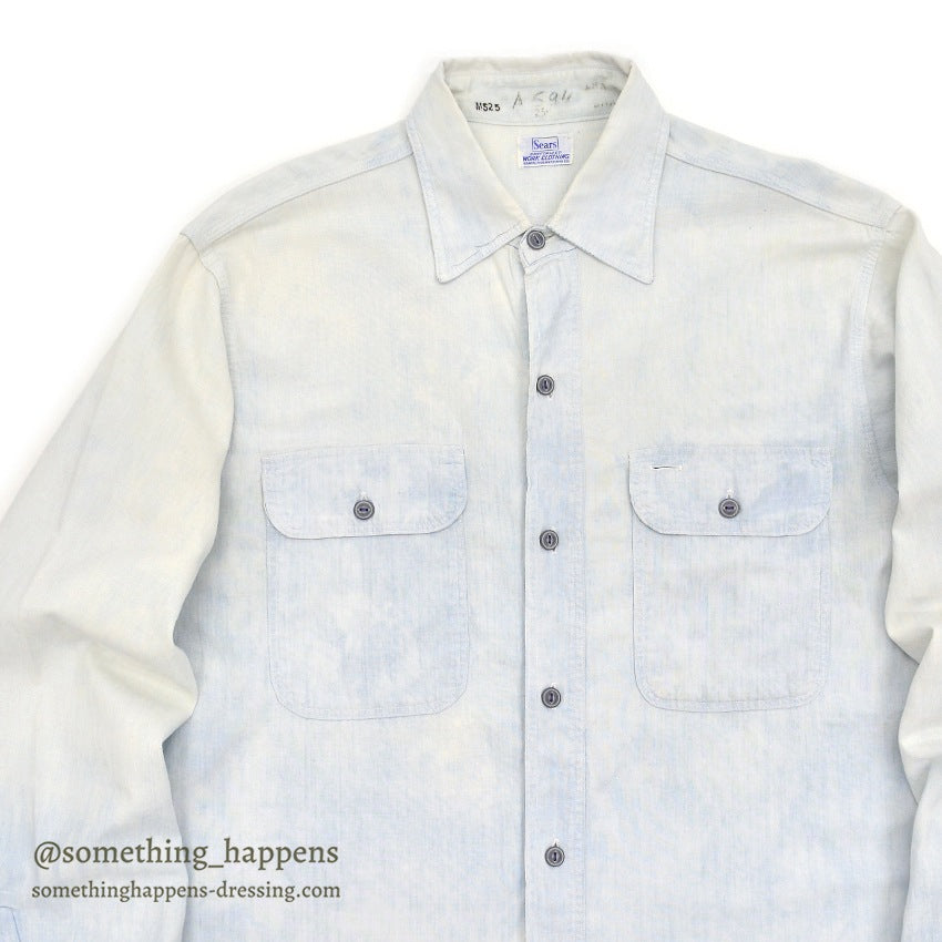 1960's SEARS CHAMBRAY SHIRT / SUPER FADED ...