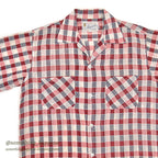 1950's MAYCREST SMALL BLOCK PLAID MESH SHIRT / UNUSUAL WEAVE ... M