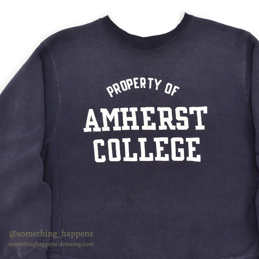 ~1970's CHAMPION PROPERTY OF AMHERST COLLEGE REVERSE WEAVE SWEAT SHIRT / NAVY ... XL