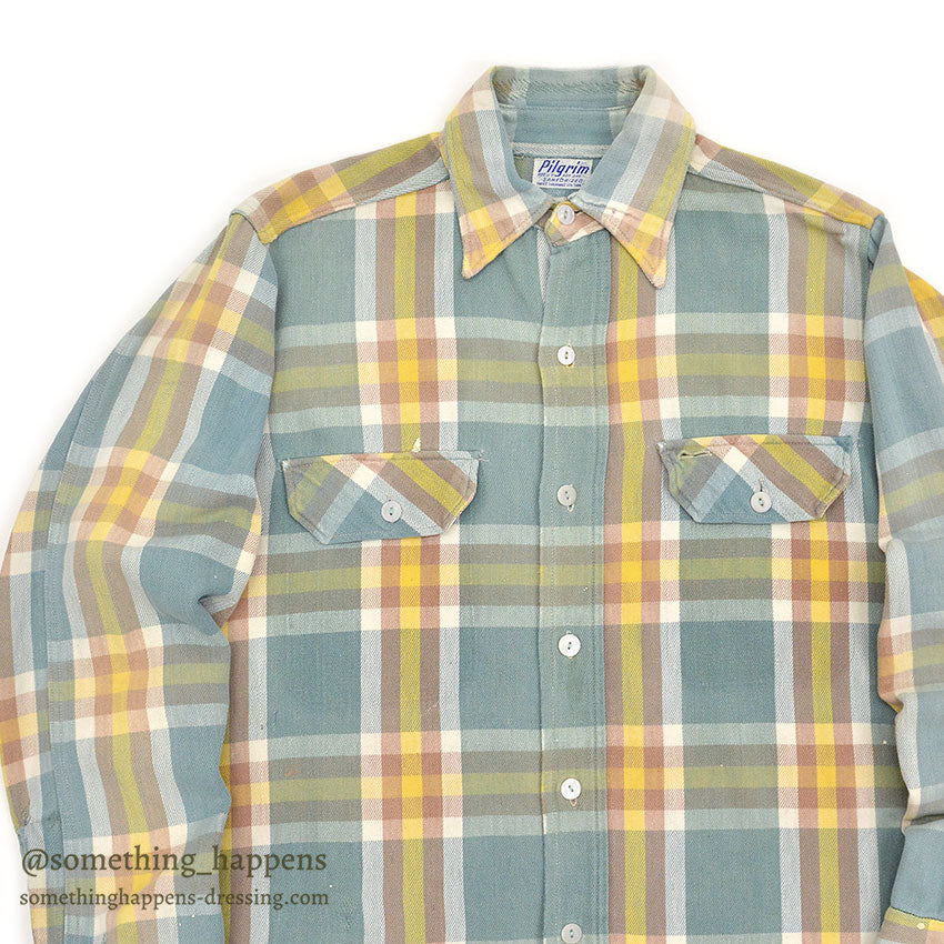 1950's PILGRIM HEAVY FLANNEL SHIRT / PERFECT COLOR COMBO...