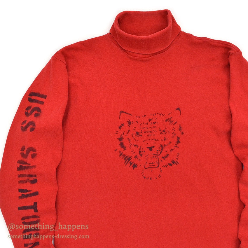 1990's USNAVY JERSEY, FLIGHT DECK CREWMAN'S RED / TIGER STENCIL ... XL