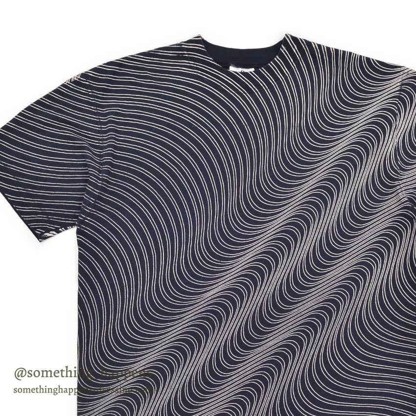 1990's ANDAZIA KILLER WAVE PATTERN ART T-SHIRT / NAVY ... L