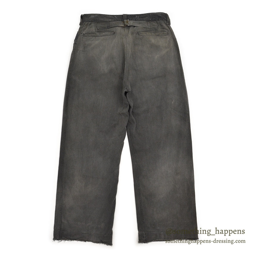 1930's BLACK FRISCO PANTS BACKLE BACK / HEAVY COTTON... W31/L29