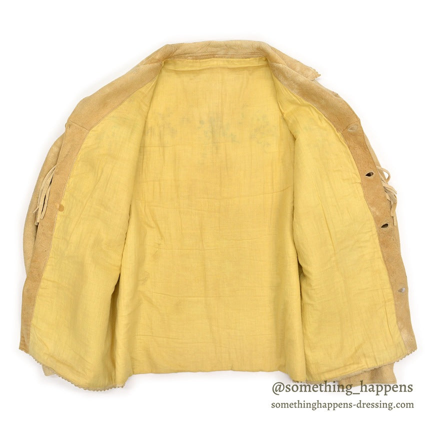 1920's~ NATIVE AMERICAN EMBROIDERY FRINGE ELK LEATHER JACKET / Extremely Rare...