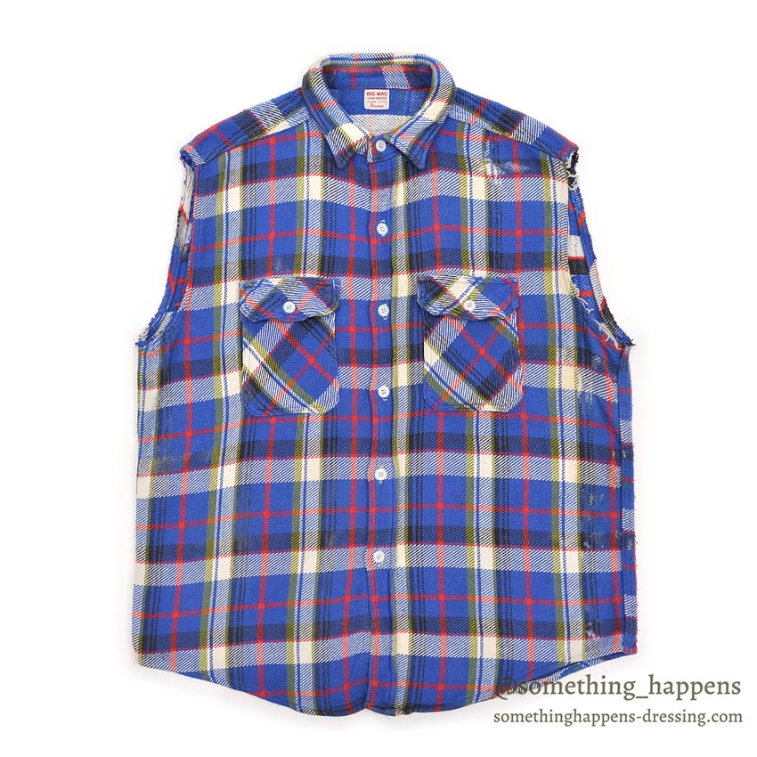 1960's BIG MAC HEAVY FLANNEL VEST / CUT OFF ... XL