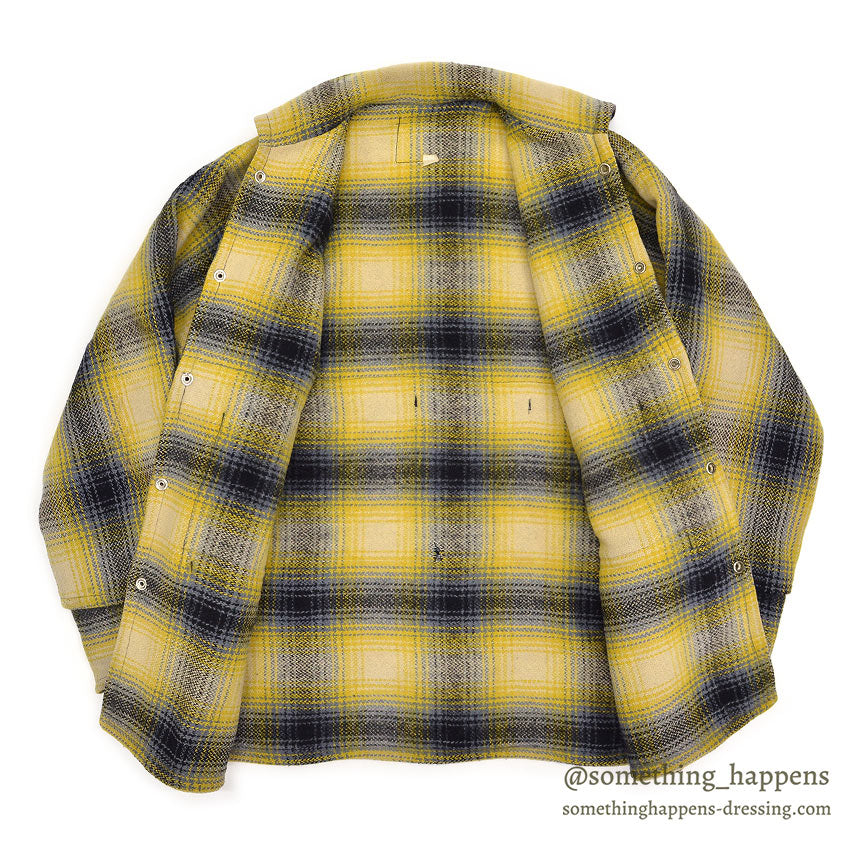 1940's~ YELLOW / BLACK PLAID DOUBLE MACKINAW WOOL JACKET / VERY RARE COLOR ...