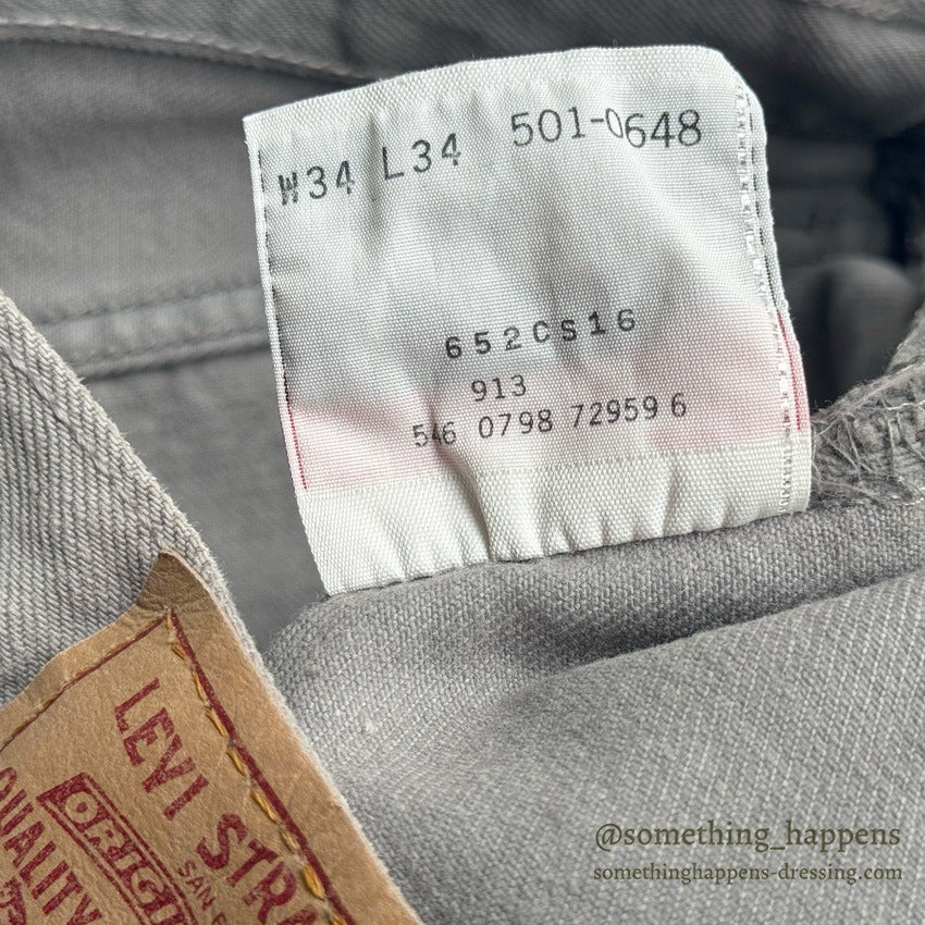 1990's DEADSTOCK Levi's 501-0648 GRAY DENIM PANTS... W34/L34