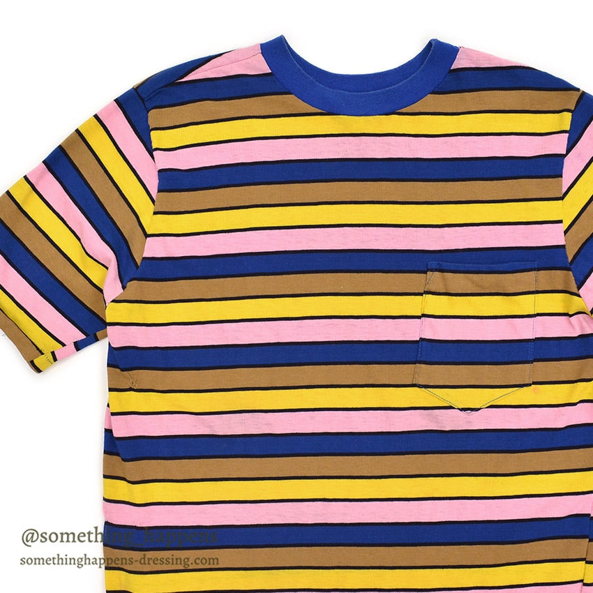 1970's CK MULTI COLOR BORDER POCKET T-SHIRT ...