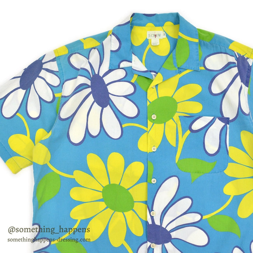 1990's J.CREW FLOWER PRINT S/S SHIRT / RARE PATTERN ... M