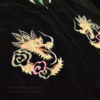 1950s JAPAN SOUVENIR JACKET (Sukajan) - Black Velvet - Japan Map - Maiko (Geisha)...