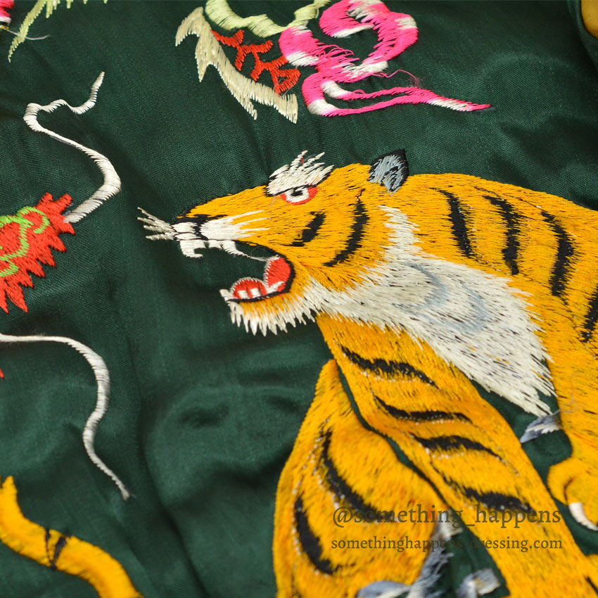 1940s- JAPAN SOUVENIR JACKET PRINTED TIGER HEAD Printed Sukajan Jacket...