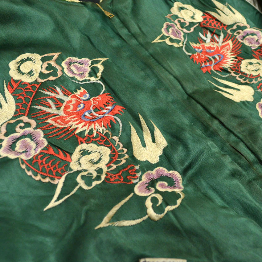 1940s- JAPAN SOUVENIR JACKET (Sukajan) with double-sided patch pockets and TOYO zipper...