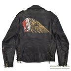 1950's INDIAN MOTOR CYCLE PAINTED DOUBLE RIDERS JACKET ... Fits like 38