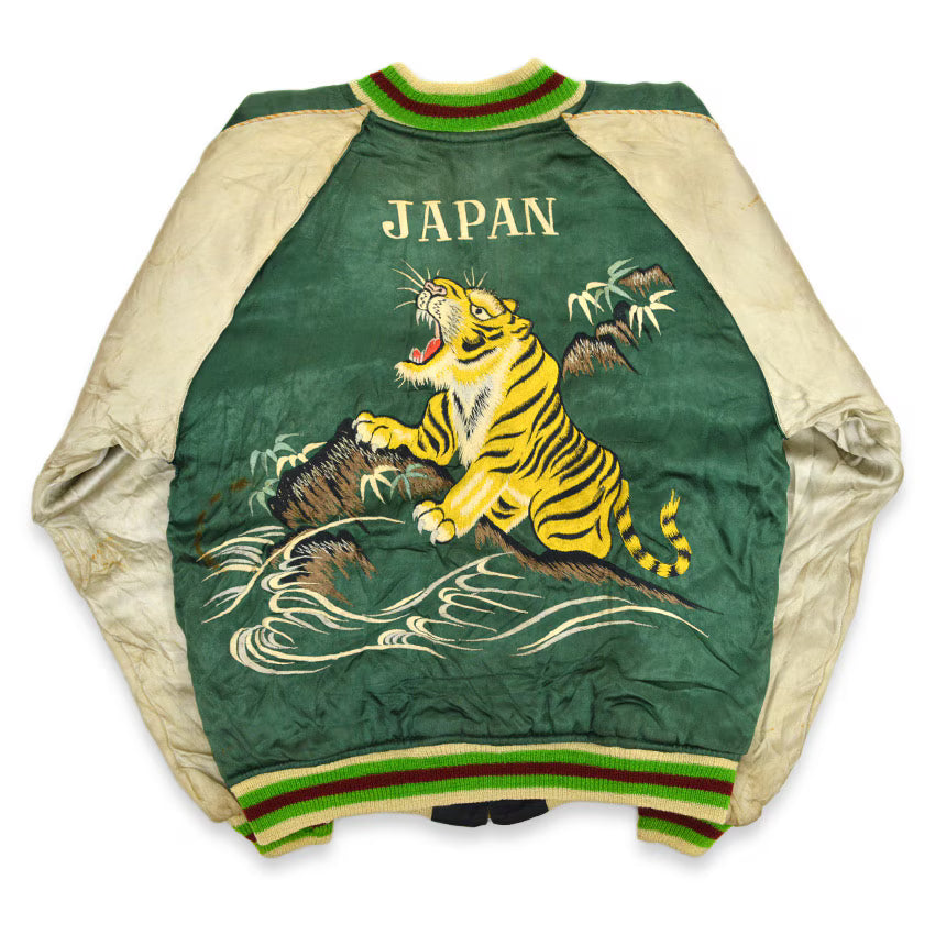 1940s- JAPAN SOUVENIR JACKET (Sukajan) with double-sided patch pockets and TOYO zipper...