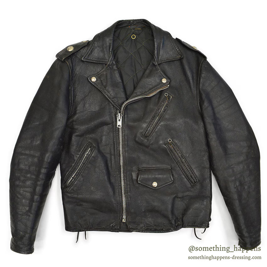 1950's INDIAN MOTOR CYCLE PAINTED DOUBLE RIDERS JACKET ... Fits like 38