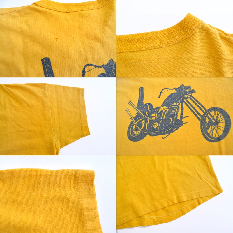60's Russell Southern HARLEY DAVIDSON Double-Sided Print T-Shirt, Rare, Size L