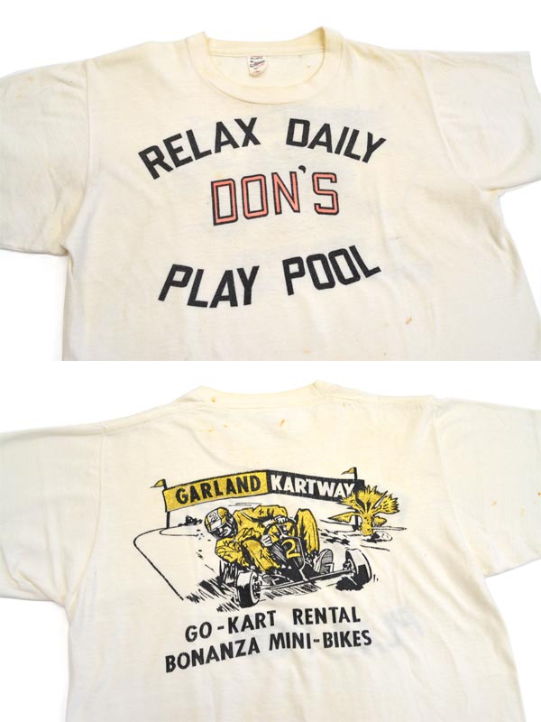 60's　CHEROKEE 'RELAX DAILY…'  GO KART 両面プリント 染み込み Tシャツ レア　SIZE M