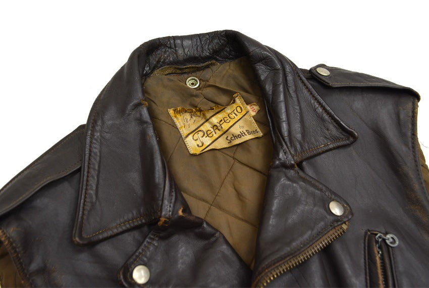 70's Schott 'PERFECTO' ONESTAR RIDERS CUT OFF BROWN