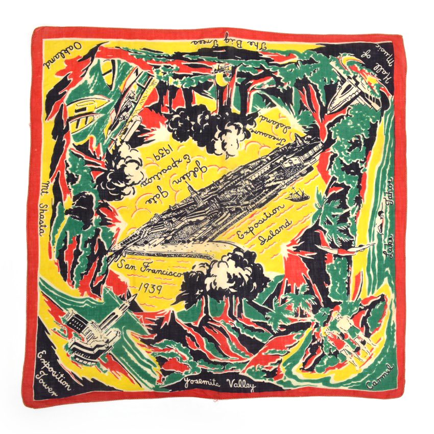 30's San Francisco World's Fair Advertising Bandana...