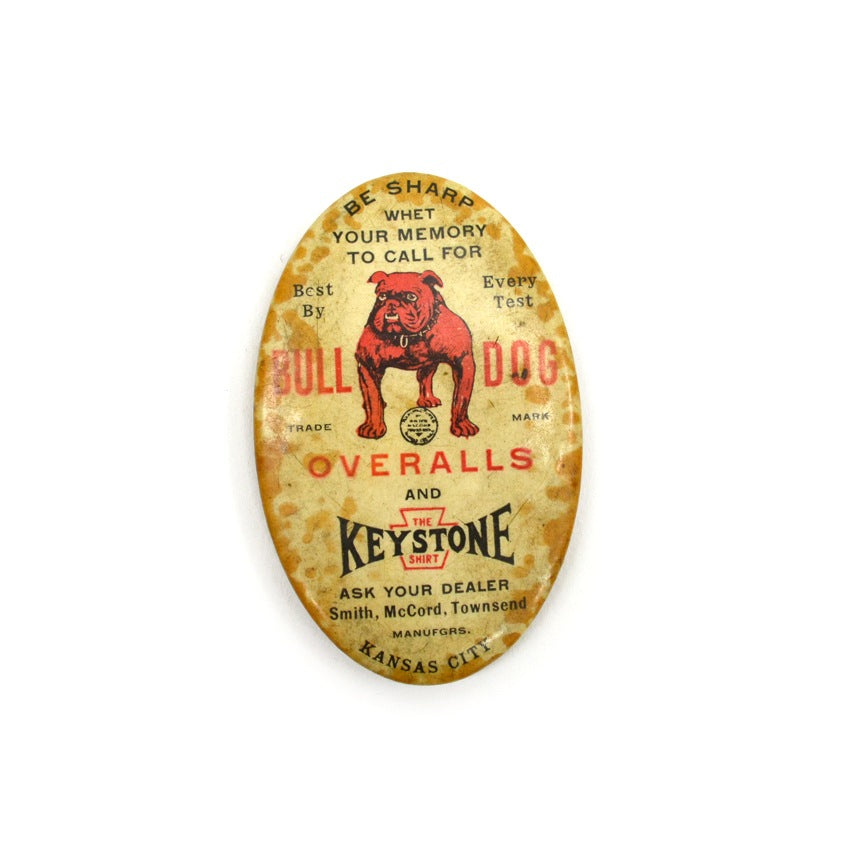 ~1940's BULLDOG OVERALLS Advertising Knife Sharpener...