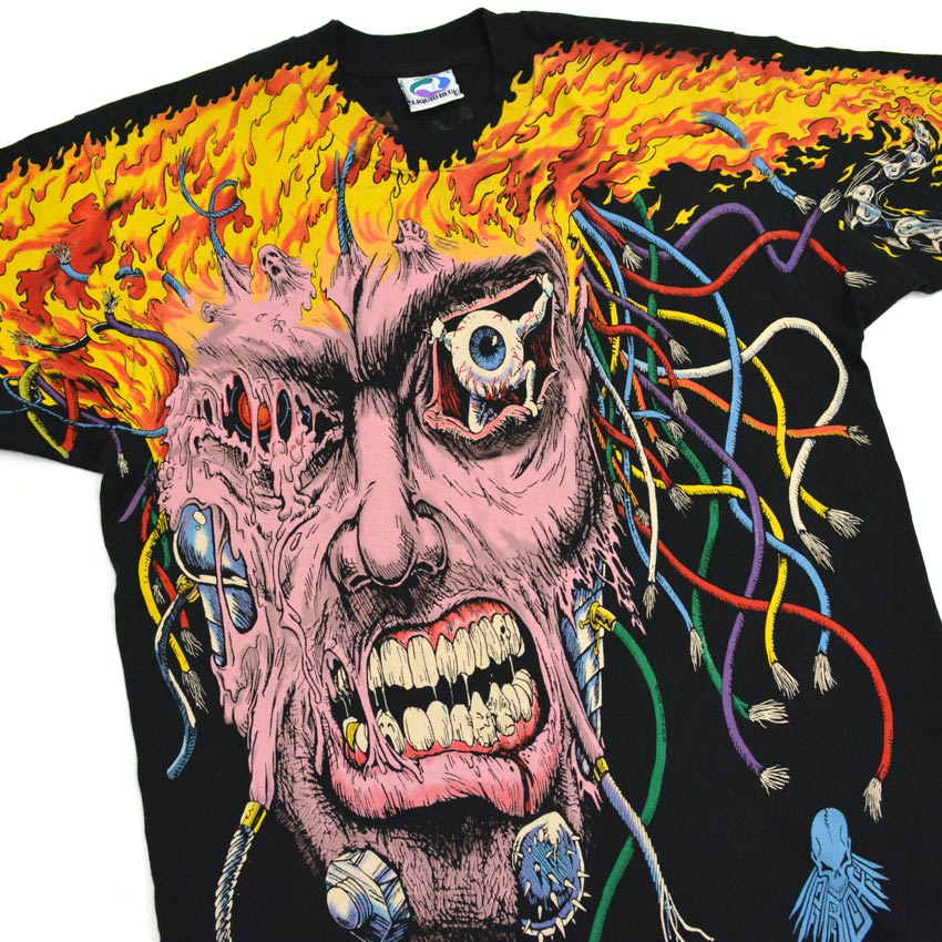 90's LIQUID BLUE 'X-man' Overprint!! Silkscreen T-shirt... L