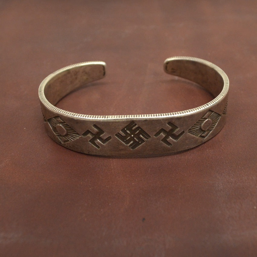 Early'' 1900's Navajo Swastika Ingot Silver Bangle...