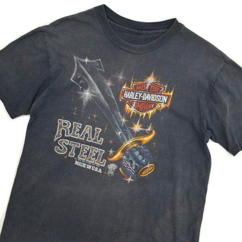 80's HARLEY DAVIDSON 'All Cotton Double-Sided' England Dealer...