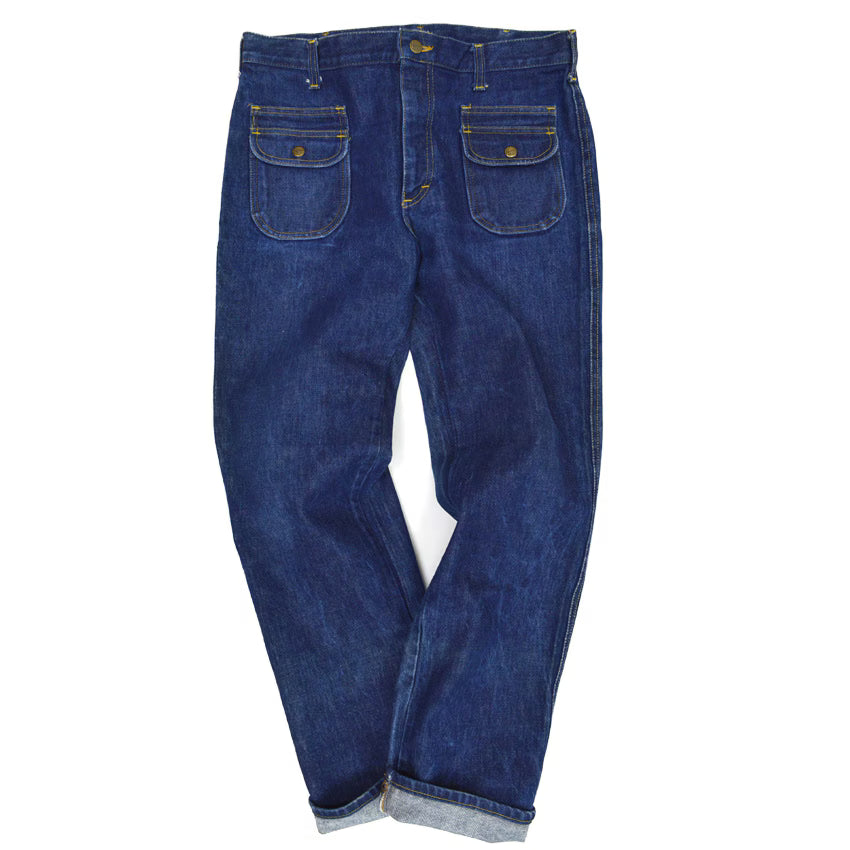 70's Lee 244-1347 Denim Bush Pants, Straight Fit, Dark Navy... W34 x L32