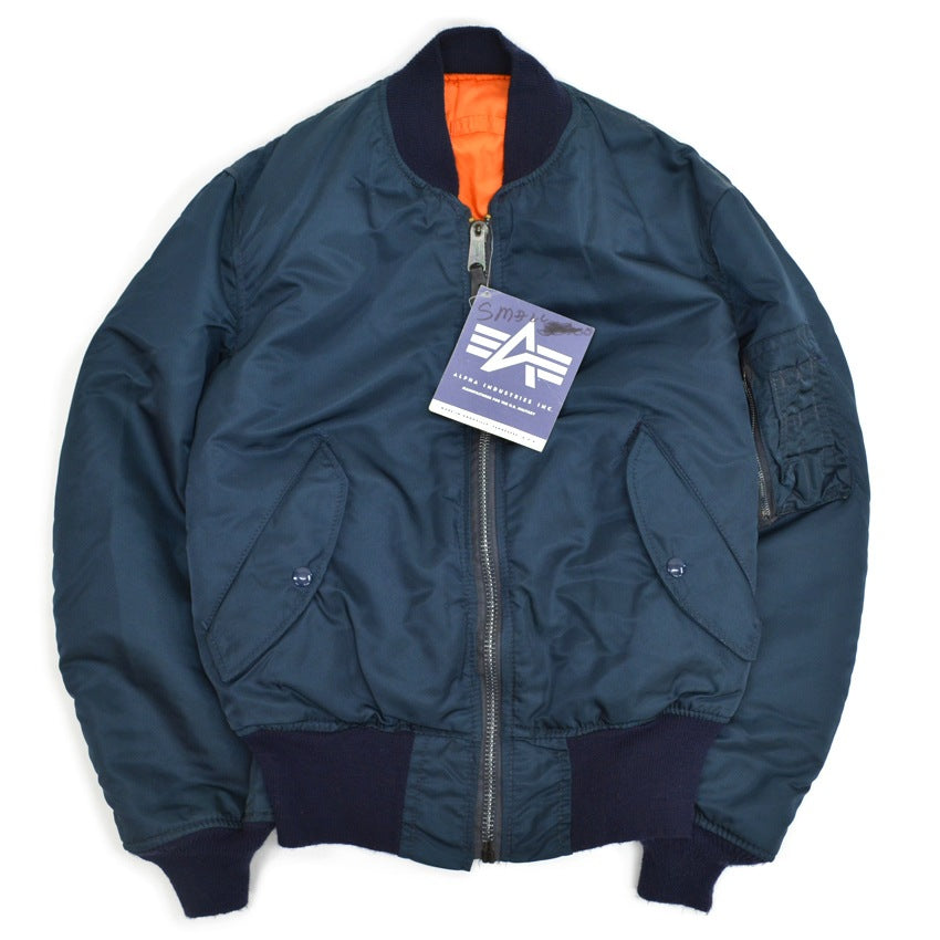 90's Deadstock Alpha MA-1 Flight Jacket Navy ... SMALL