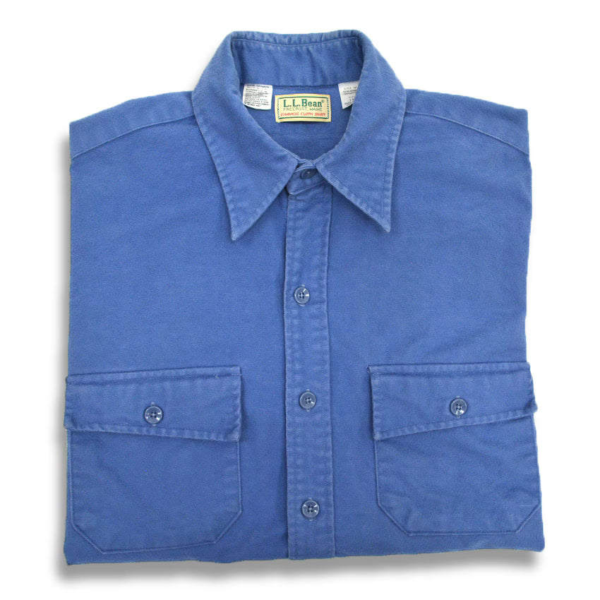 80's LLBean 'CHAMOIS CLOTH SHIRT' Blue... M