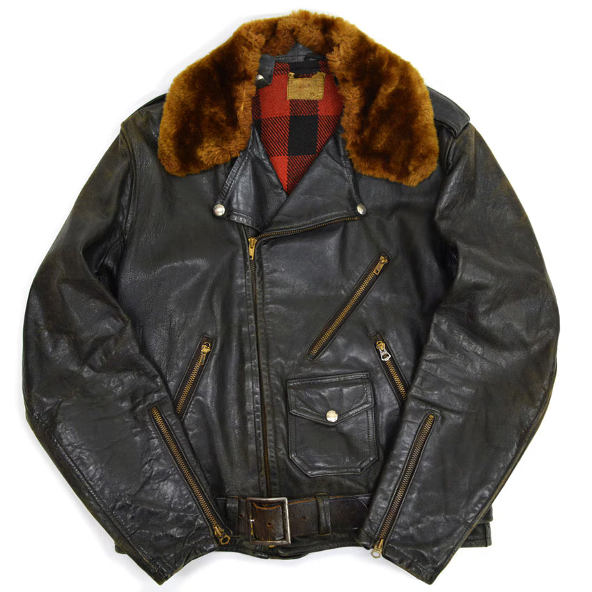 50's Genuine Horsehide FRONT QUARTERS Horsehide Double Riders Jacket... 40