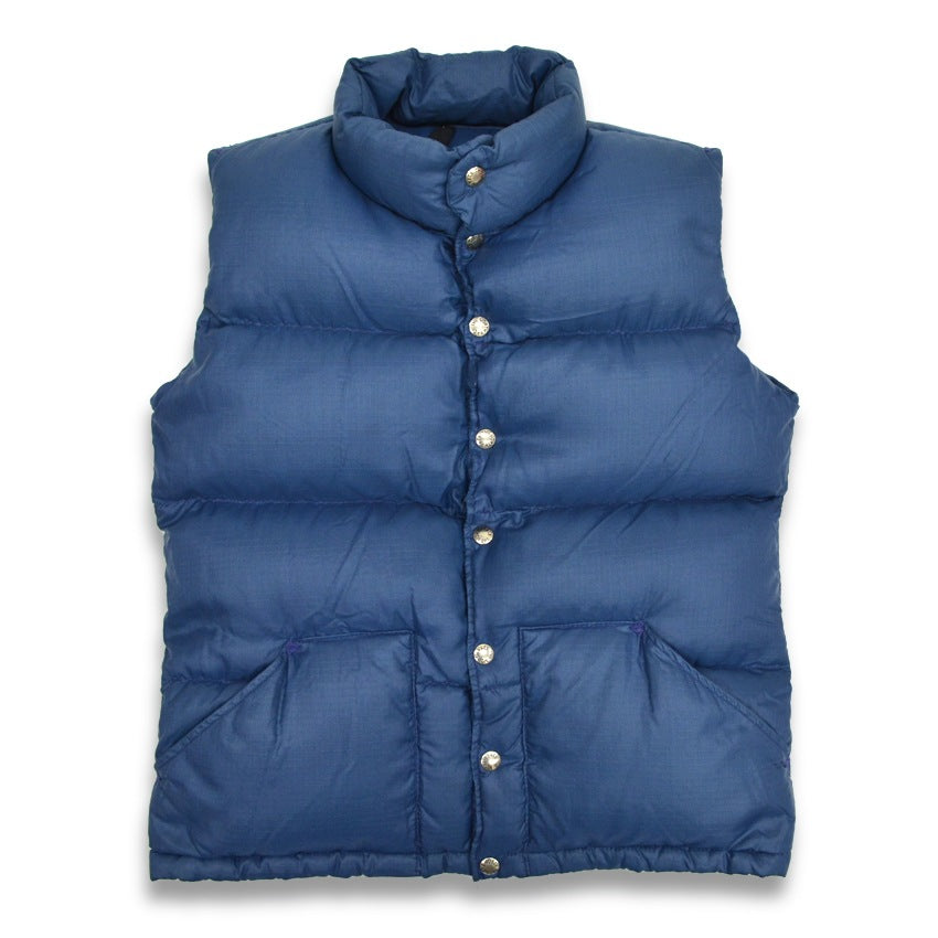 80's THE NORTH FACE Brown Tag Down Vest Navy ... XS
