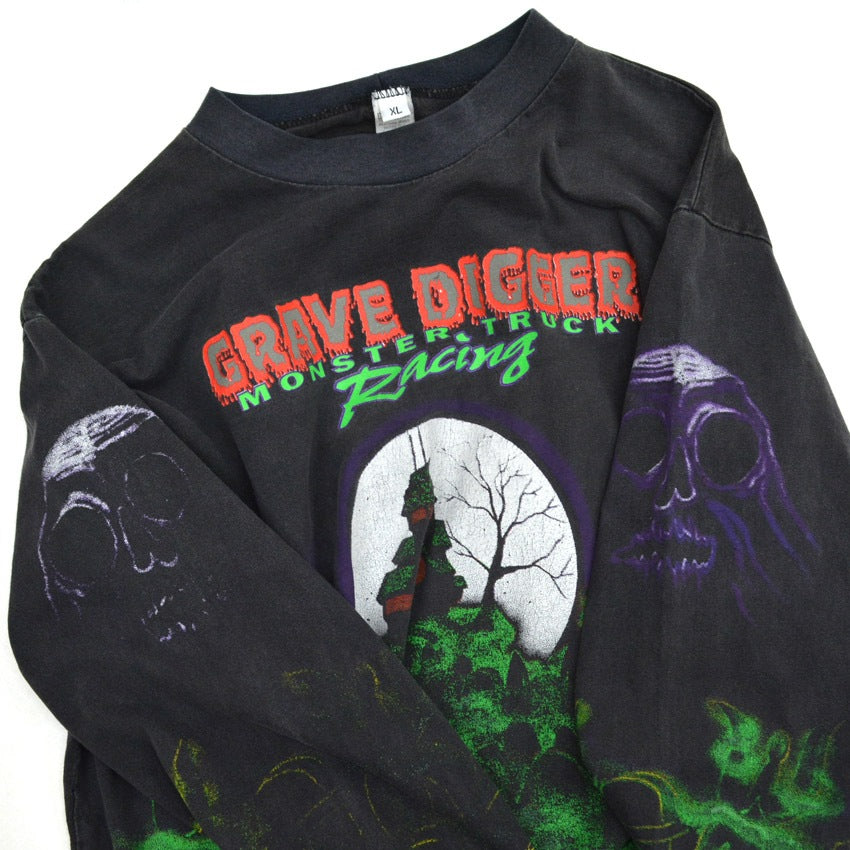 90's GRAVE DIGGER Monster Truck Hot Rod Long-Sleeve T-Shirt... XL