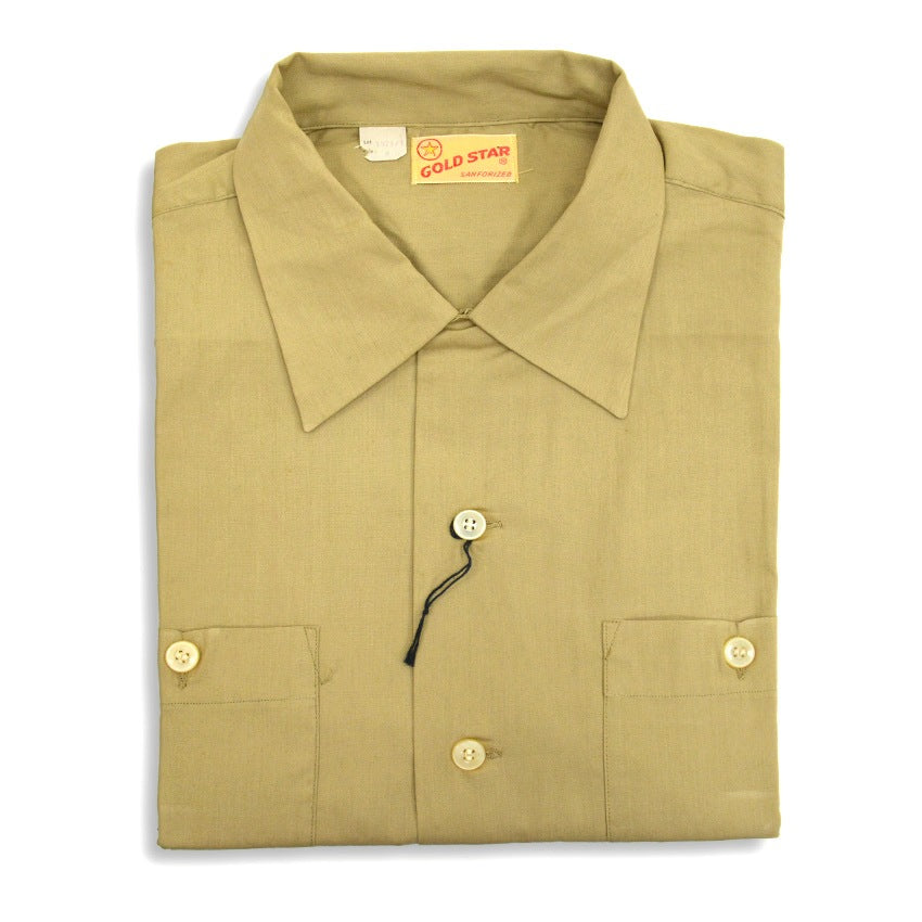 50's~ Deadstock GOLD STAR POPLIN S/S SHIRT...M