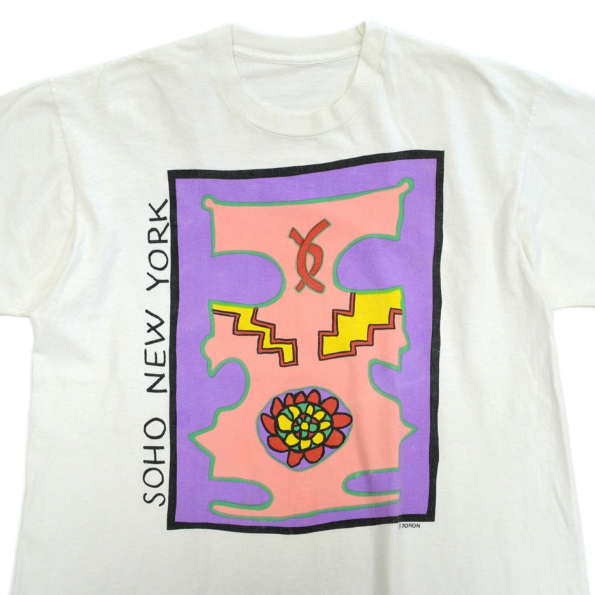 ~90's SOHO NEW YORK Large Size Modern Art T-Shirt... about XL