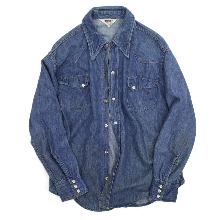 ~70's MONTGOMERY WARD VAT DYED DENIM SHIRTS...L