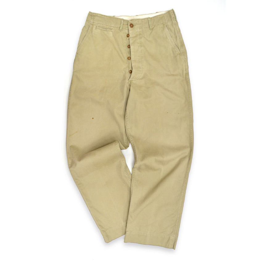 40's U.SARMY 1945 TROUSERS COTTON KAHKI CHINO ... W31 L31