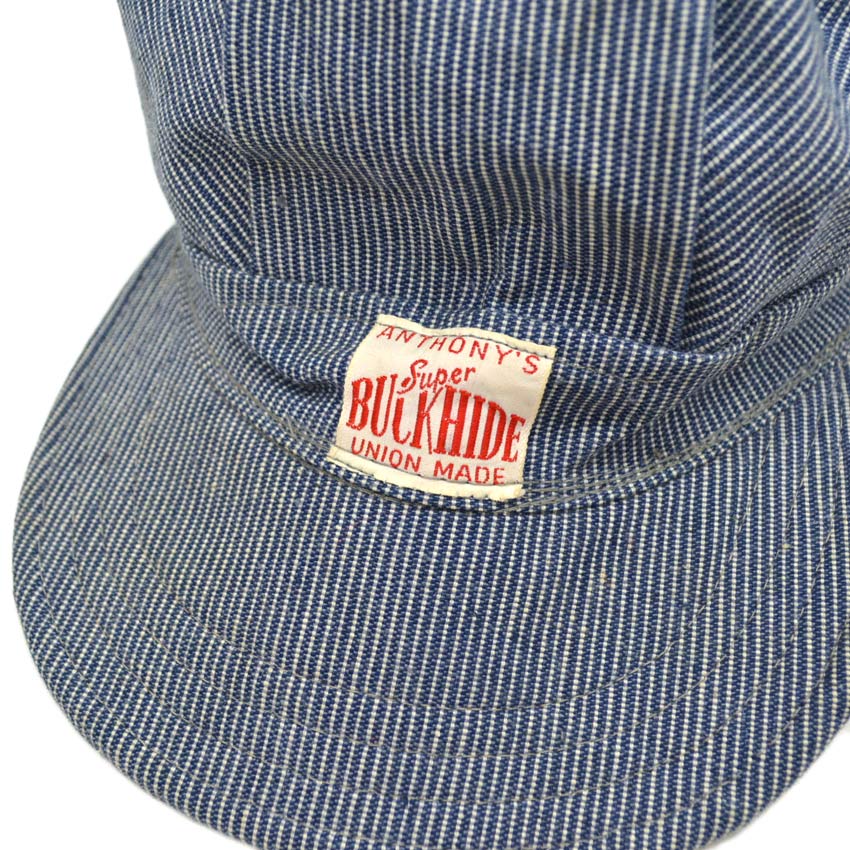 40's~ ANTHONY'S SUPER BUCKHIDE PINSTRIPE WORK CAP...57cm