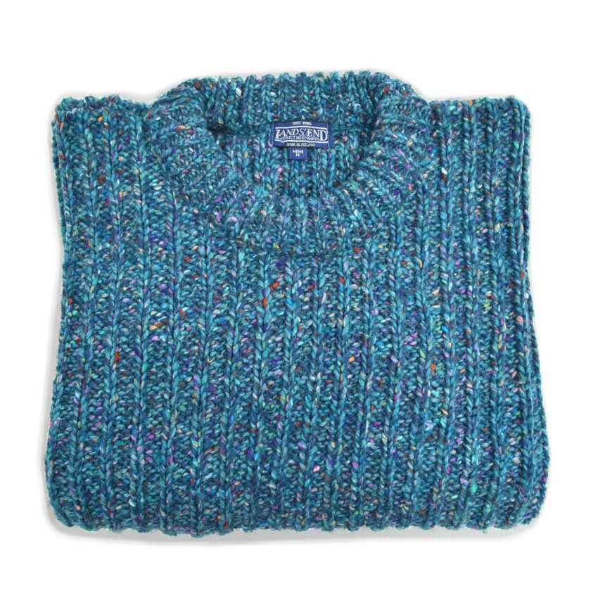 80s LAND'S END Irish-made marble-colored hand-knitted sweater...
