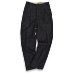 1950s-era black pinstripe Fleck Pattern kasuri wool slacks...