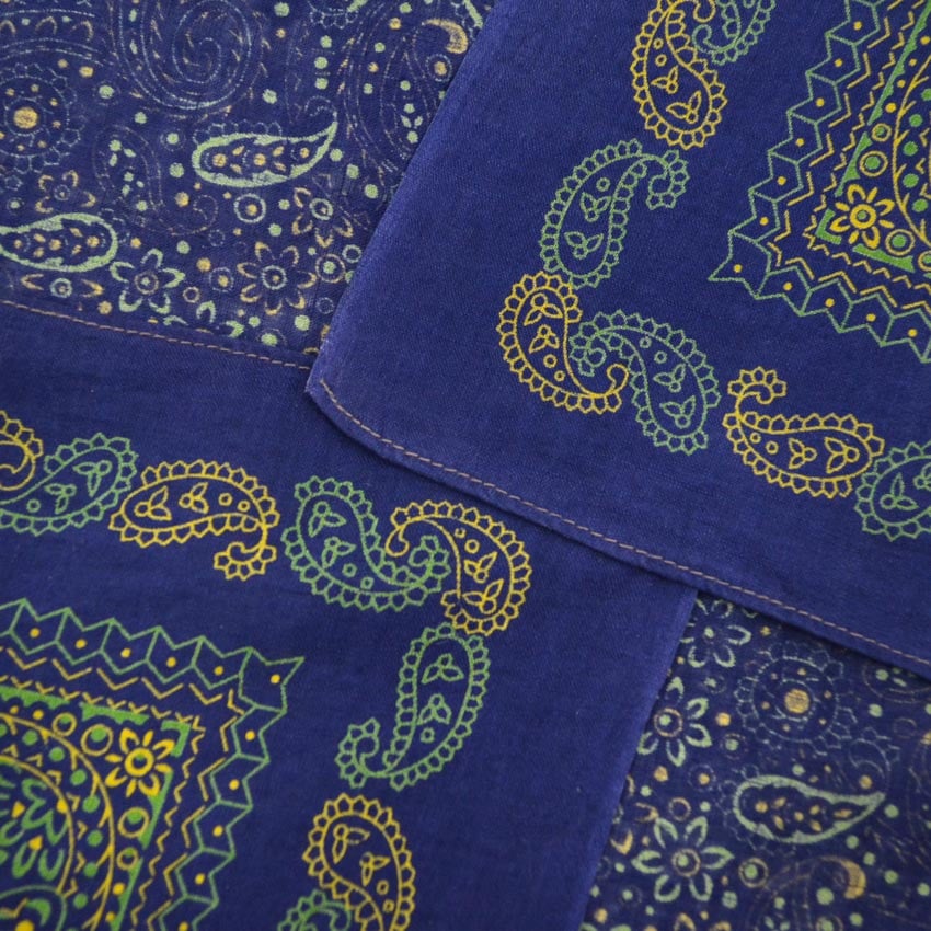 1940's~ OLD PAISLEY BANDANA NAVY both ears...
