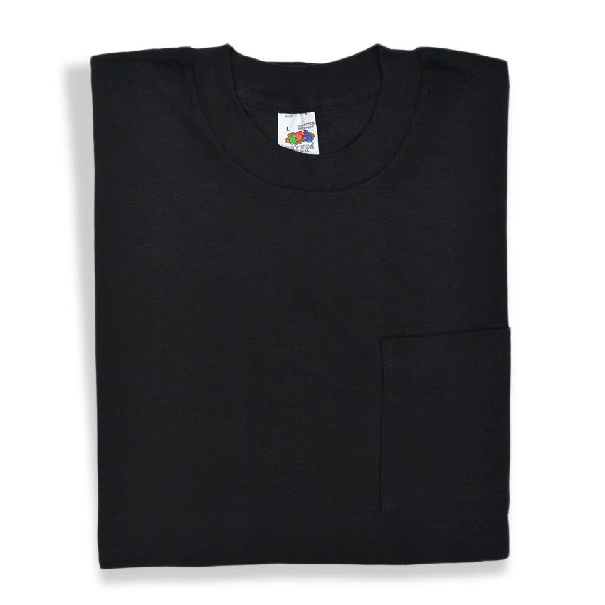~1990's Deadstock FRUIT OF THE LOOM POCKET-T BLACK... L