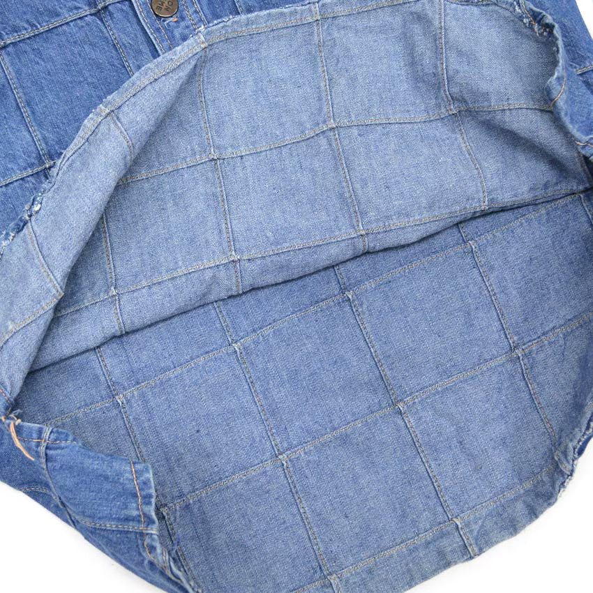 1970's ON TIME DENIM PATCHWORK PULL OVER SHIRT...L