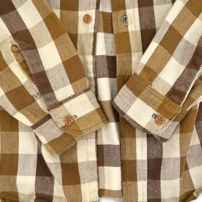 1980's BIGMAC BROWN & WHITE FLANNEL SHIRT...L