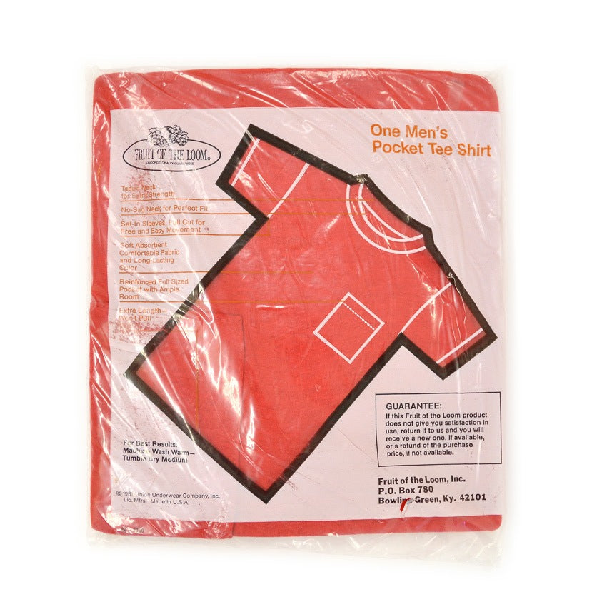 1980's Deadstock FRUIT OF THE LOOM POCKET-T RED... L